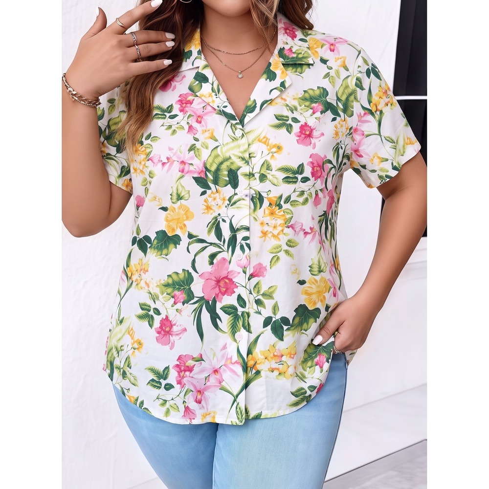Tommy Bahama 100% Silk Floral Camp Shirt M White Tropical Hibiscus Excellent